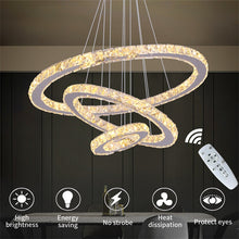 Load image into Gallery viewer, Rings Crystal Chandelier Stainless Steel Led Modern Pendant Light
