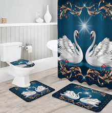 Load image into Gallery viewer, Animal Swan Shower Curtain Sets Non-Slip Rugs Toilet Lid Cover
