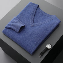 Load image into Gallery viewer, New Men&#39;s V-Neck Cashmere Loose Thickened Solid Color Wool Knitted Bottoming Shirt
