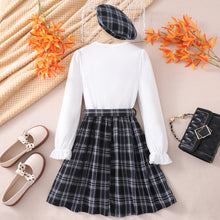 Load image into Gallery viewer, Dress For Kids Girl Long Sleeved Plaid Belt Hat Big Girls Clothes Fashion
