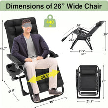 Load image into Gallery viewer, 26Inch Wide Zero Gravity Recliner with Removable Cushion Cup Tray Outdoor
