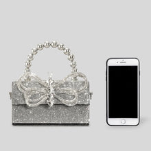 Load image into Gallery viewer, Fashion Diamonds Bow Box Evening Bag Designer Rhinestone Beading Women Handbags
