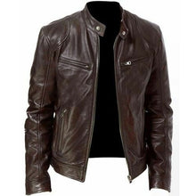 Load image into Gallery viewer, Men&#39;s Fashion Leather Jacket Slim Fit Stand Collar PU Jacket
