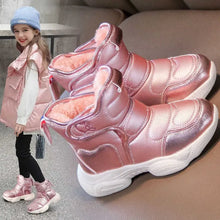 Load image into Gallery viewer, Snow Boots for Girls PU Leather Waterproof Thickening Plush Warm Cotton Shoes
