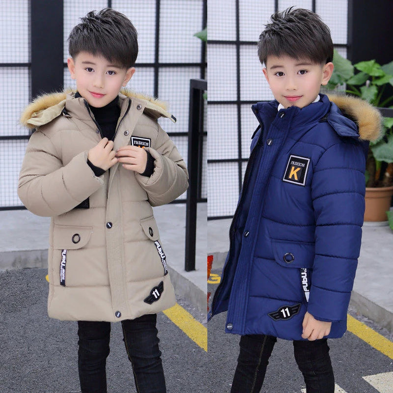 4 -14 Years Big Boys Jacket Autumn Winter Plus Velvet Warm Teen Kids Jackets Fashion