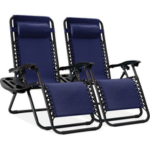 Load image into Gallery viewer, Lounge Chair Set of 2,Pillows and Cup Holder Trays, All Weather Outdoor Lounge Chairs.
