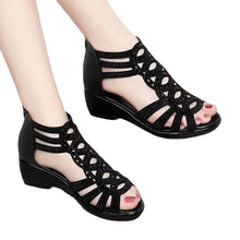 Load image into Gallery viewer, Soft Leather Roman Sandals Women New Soft Sole Outwear Women&#39;s Wedge Shoes
