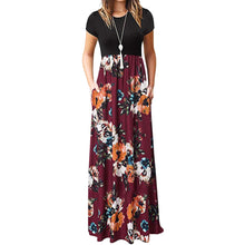 Load image into Gallery viewer, Women&#39;s  Summer Dress Bohemian Style Round Neck Maxi Dress
