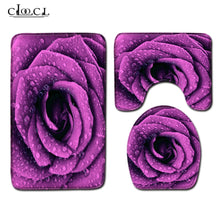 Load image into Gallery viewer, Rose Bath Mats Valentine&#39;s Day 3 Piece Bathroom Set
