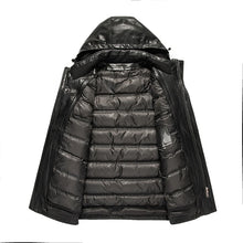 Load image into Gallery viewer, YN-2268 Winter Middle Aged High Grade Men&#39;s Hooded Natural Leather
