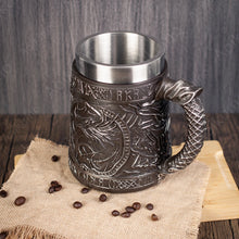 Load image into Gallery viewer, Mighty China Dragon Rune Mug Tankard 304 Stainless Steel
