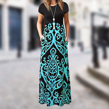 Load image into Gallery viewer, Women&#39;s  Summer Dress Bohemian Style Round Neck Maxi Dress
