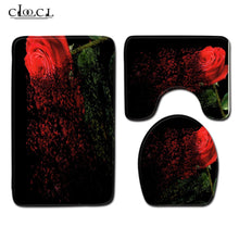 Load image into Gallery viewer, Rose Bath Mats Valentine&#39;s Day 3 Piece Bathroom Set
