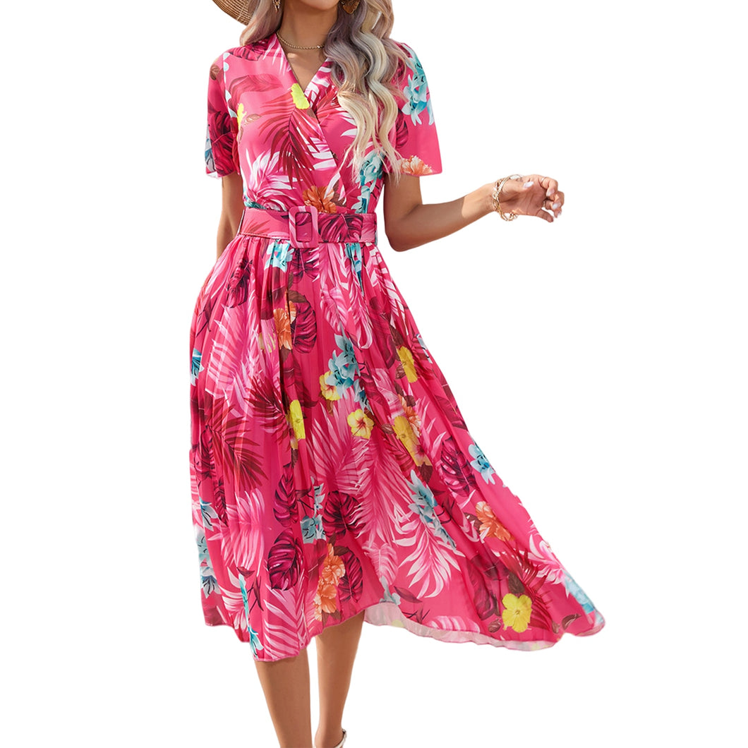 Floral Women Dress Loose Midi Dress Female Elegant Dresses