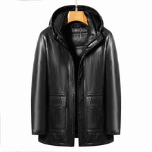 Load image into Gallery viewer, YN-2268 Winter Middle Aged High Grade Men&#39;s Hooded Natural Leather
