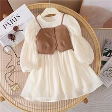 Load image into Gallery viewer, Baby Suits Girl Vest + Long Sleeve Dresses 2piece Kids Cute Princess Dress
