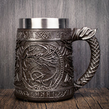 Load image into Gallery viewer, Mighty China Dragon Rune Mug Tankard 304 Stainless Steel
