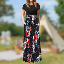 Load image into Gallery viewer, Women&#39;s  Summer Dress Bohemian Style Round Neck Maxi Dress
