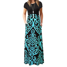 Load image into Gallery viewer, Women&#39;s  Summer Dress Bohemian Style Round Neck Maxi Dress
