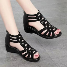 Load image into Gallery viewer, Soft Leather Roman Sandals Women New Soft Sole Outwear Women&#39;s Wedge Shoes
