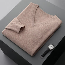 Load image into Gallery viewer, New Men&#39;s V-Neck Cashmere Loose Thickened Solid Color Wool Knitted Bottoming Shirt
