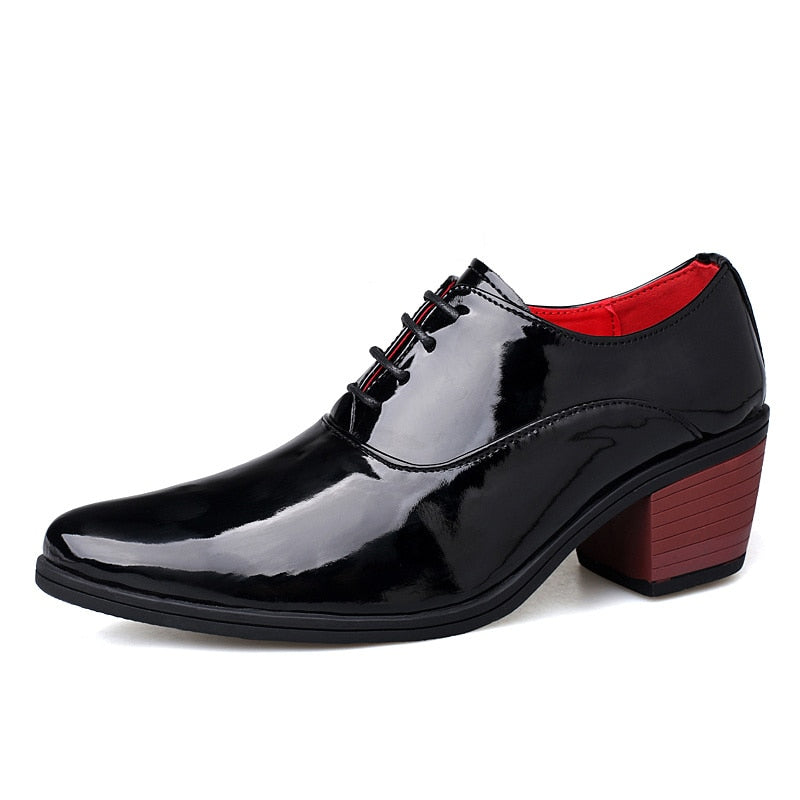 Glitter Leather Men Dress Shoes Fashion Red Mirror Luxury Shoes