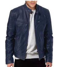 Load image into Gallery viewer, Men&#39;s Fashion Leather Jacket Slim Fit Stand Collar PU Jacket
