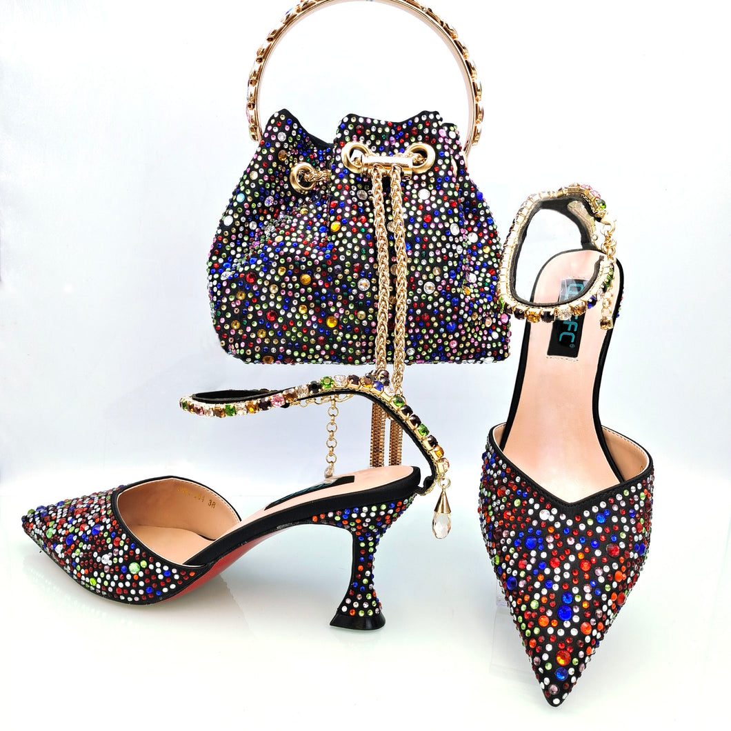 Italian Diamond Design Shoes And Bag