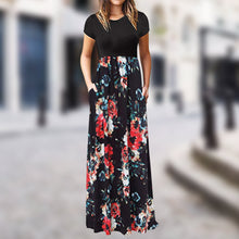 Load image into Gallery viewer, Women&#39;s  Summer Dress Bohemian Style Round Neck Maxi Dress
