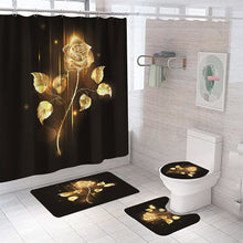 Load image into Gallery viewer, Black Lotus Bathroom Shower Curtain Set Waterproof Polyester
