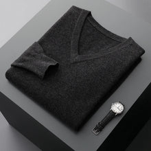 Load image into Gallery viewer, New Men&#39;s V-Neck Cashmere Loose Thickened Solid Color Wool Knitted Bottoming Shirt
