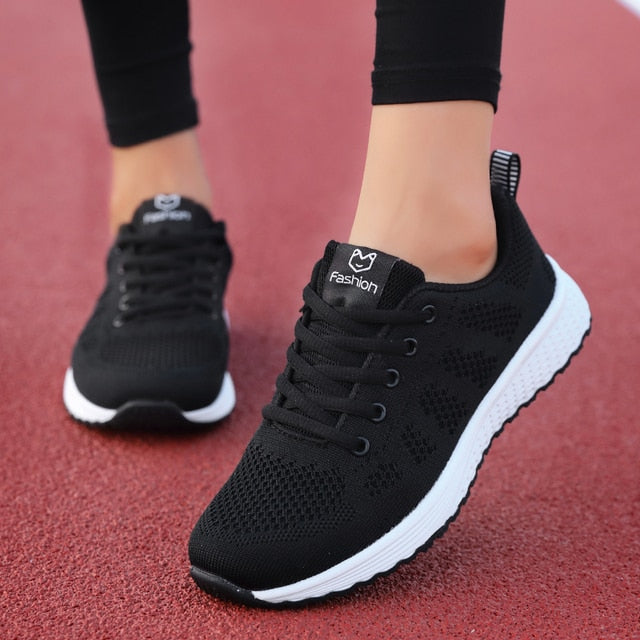 Women Casual Shoes Breathable Walking Mesh Lace Up