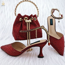 Load image into Gallery viewer, Italian Diamond Design Shoes And Bag
