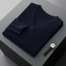 Load image into Gallery viewer, New Men&#39;s V-Neck Cashmere Loose Thickened Solid Color Wool Knitted Bottoming Shirt
