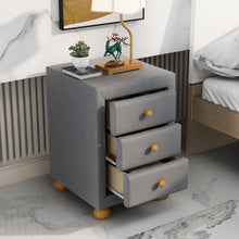 Load image into Gallery viewer, 3 Drawers Nightstand,  Upholstery Bedside Table
