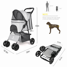 Load image into Gallery viewer, Pet Dog Carrier Stroller Cat Cart Outdoor Breathable Lightweight Foldable
