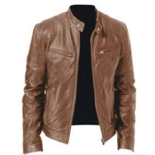 Load image into Gallery viewer, Men&#39;s Fashion Leather Jacket Slim Fit Stand Collar PU Jacket
