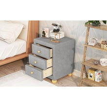 Load image into Gallery viewer, 3 Drawers Nightstand,  Upholstery Bedside Table
