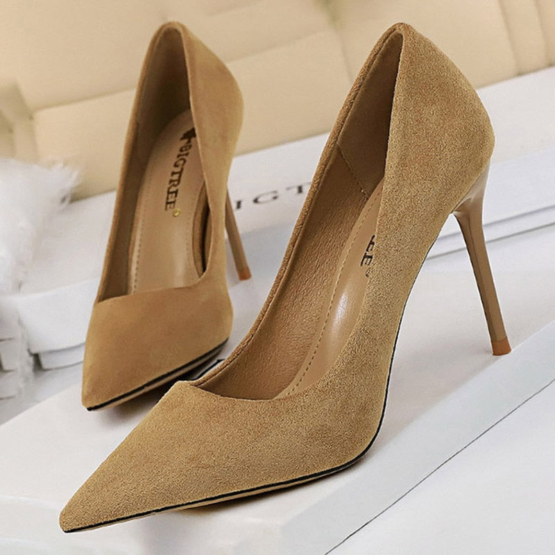 New Women Pumps Suede High Heels Shoes