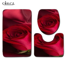 Load image into Gallery viewer, Rose Bath Mats Valentine&#39;s Day 3 Piece Bathroom Set
