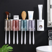 Load image into Gallery viewer, New Multifunctional Toothbrush Holder With Cups Toothpaste Dispenser Wall Mount Storage Rack - sunnydayhomedecorboutique
