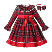 Load image into Gallery viewer, Christmas Infant Girls Vintage Elegant Formal Plaid Kids Dresses - sunnydayhomedecorboutique
