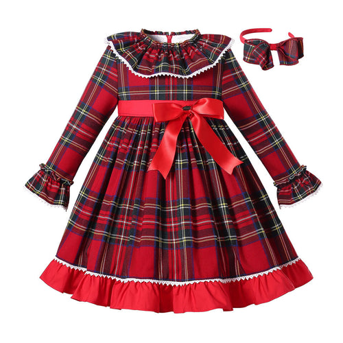 Christmas Infant Girls Vintage Elegant Formal Plaid Kids Dresses - sunnydayhomedecorboutique