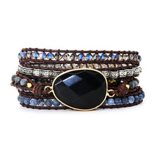 Load image into Gallery viewer, Exclusive Leather Bracelet Black Onyx Mix 5 Strands women and men
