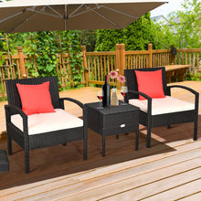 Load image into Gallery viewer, Patiojoy 3PCS Patio Rattan Furniture Set Storage Table Cushioned Sofa Black  HW63757WH - sunnydayhomedecorboutique
