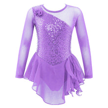 Load image into Gallery viewer, Girls Rhinestone Long Sleeve Gymnastic Leotard
