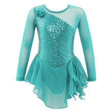 Load image into Gallery viewer, Girls Rhinestone Long Sleeve Gymnastic Leotard
