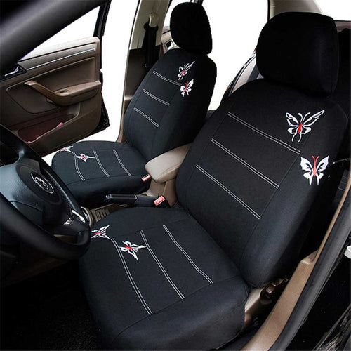 4/9 Pcs Butterfly Pattern Universal Car Seat Cover Polyester Fabric - sunnydayhomedecorboutique