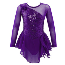 Load image into Gallery viewer, Girls Rhinestone Long Sleeve Gymnastic Leotard
