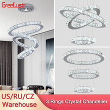 Load image into Gallery viewer, Rings Crystal Chandelier Stainless Steel Led Modern Pendant Light
